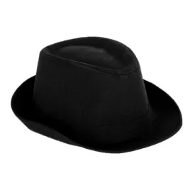 1920's Gangster Trilby Fedora Hat - Black with Black Ribbon