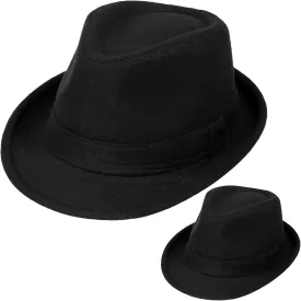 2 Pack Manhattan Fedora Hat for Men Gangster Trilby Vintage Felt Hat