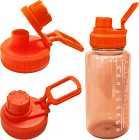 2 Pcs Replaceable Lid for Nalgene Sustain Tritan Water Bottle, Wide Mouth Loop Top Lid Compatible with Nalgene 32 oz, BPA Free, Replacement Cap Accessories with Handle Easy to Carry, Orange