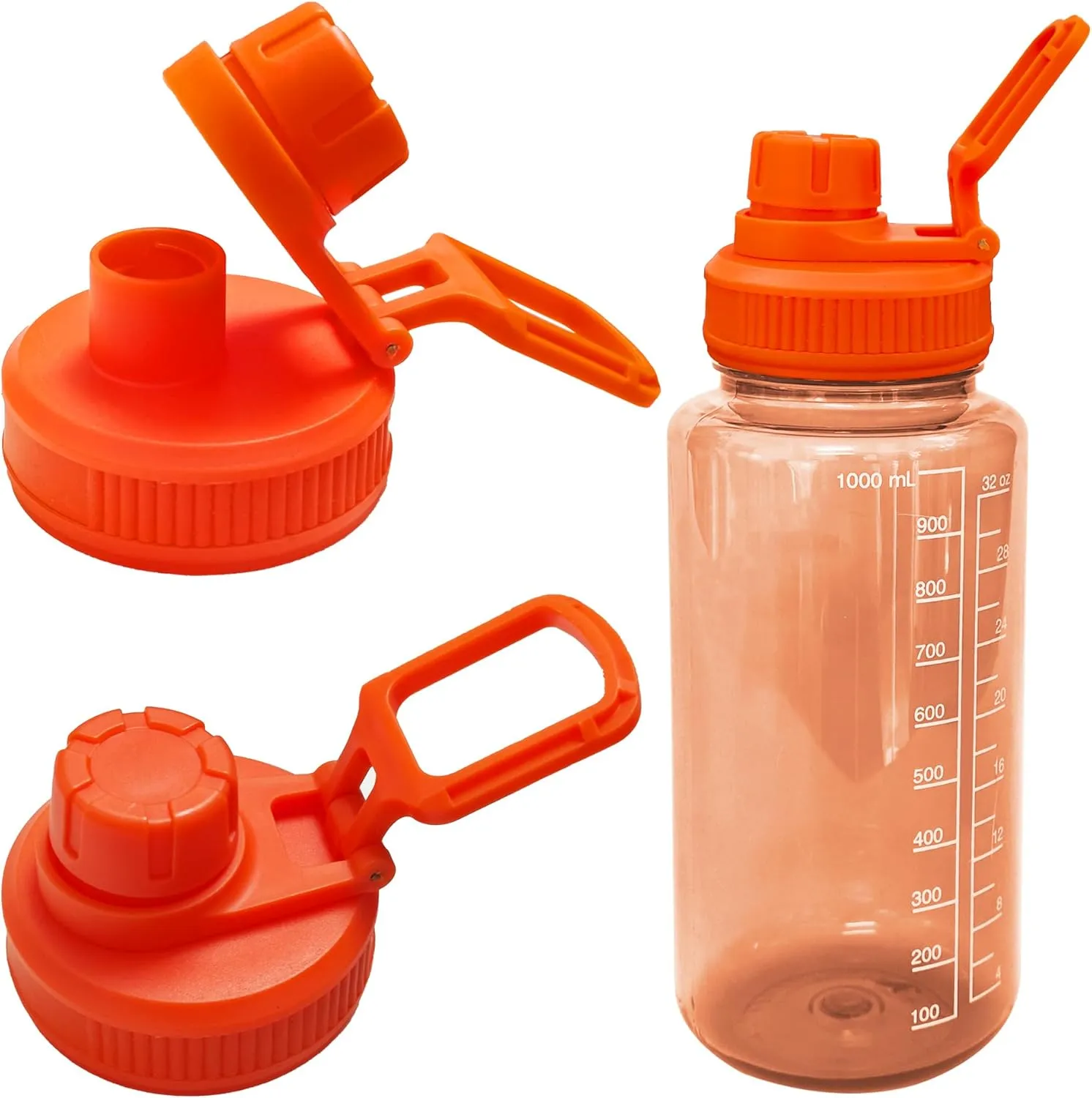 2 Pcs Replaceable Lid for Nalgene Sustain Tritan Water Bottle, Wide Mouth Loop Top Lid Compatible with Nalgene 32 oz, BPA Free, Replacement Cap Accessories with Handle Easy to Carry, Orange