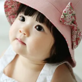 2019 Hot Flower Printed Cotton Baby Summer Hat Kids Girls Cute Bow Knot Cap Sun Bucket Hats Fashion Double Sided Can Wear