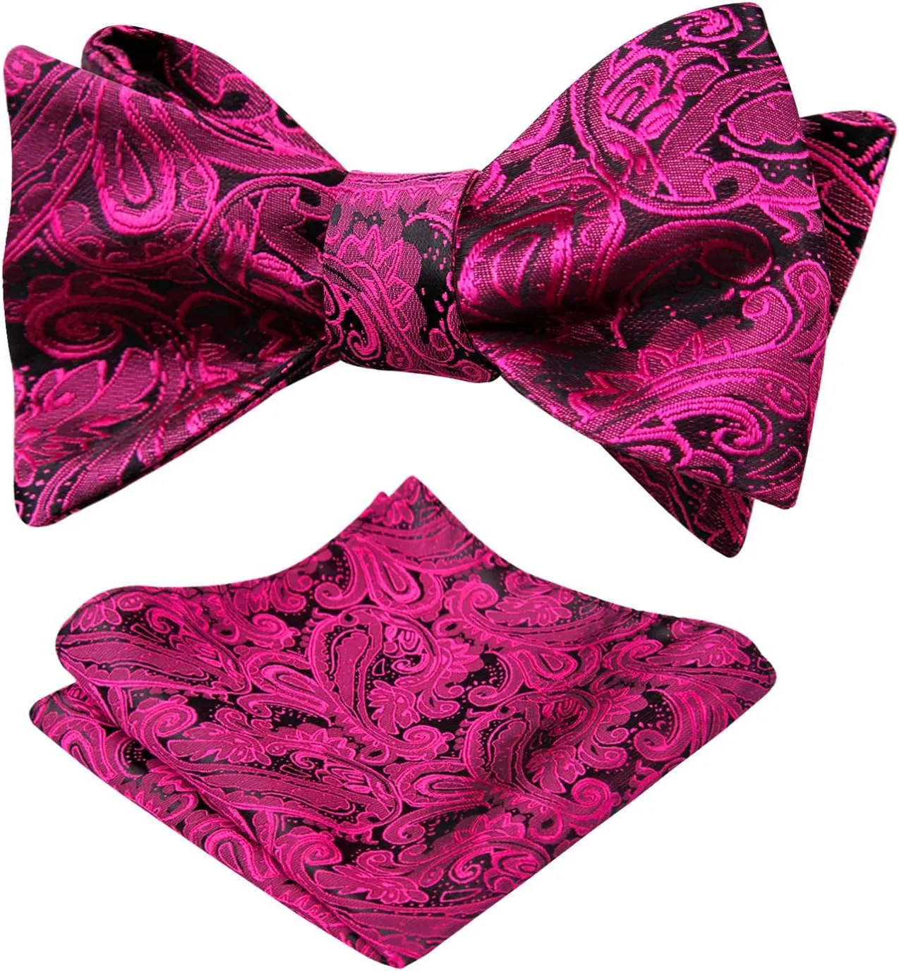 Alizeal Mens Paisley Jacquard Self-Tie Bow Tie Pocket Square Set