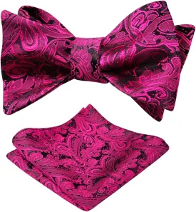 Alizeal Mens Paisley Jacquard Self-Tie Bow Tie Pocket Square Set