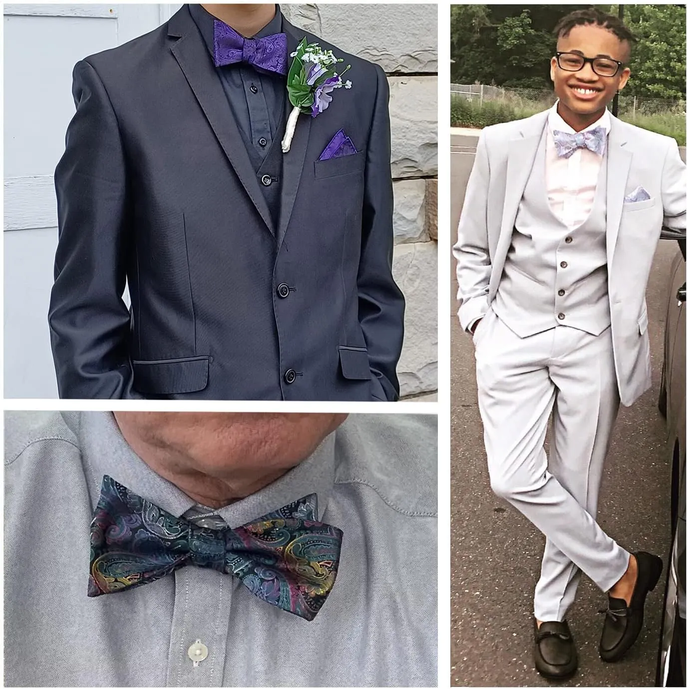 Alizeal Mens Paisley Jacquard Self-Tie Bow Tie Pocket Square Set