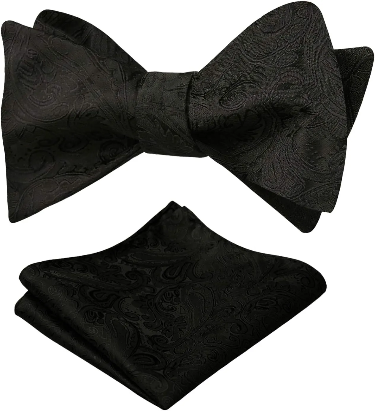 Alizeal Mens Paisley Jacquard Self-Tie Bow Tie Pocket Square Set