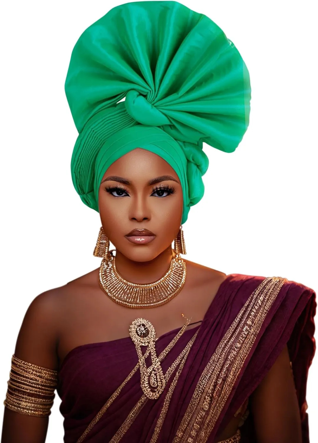 Auto Gele African Head Tie of Nigeria ASO Oke Headwraps Hat Turban Wedding Party Handmade Elegant Hair Wear Cap for Women
