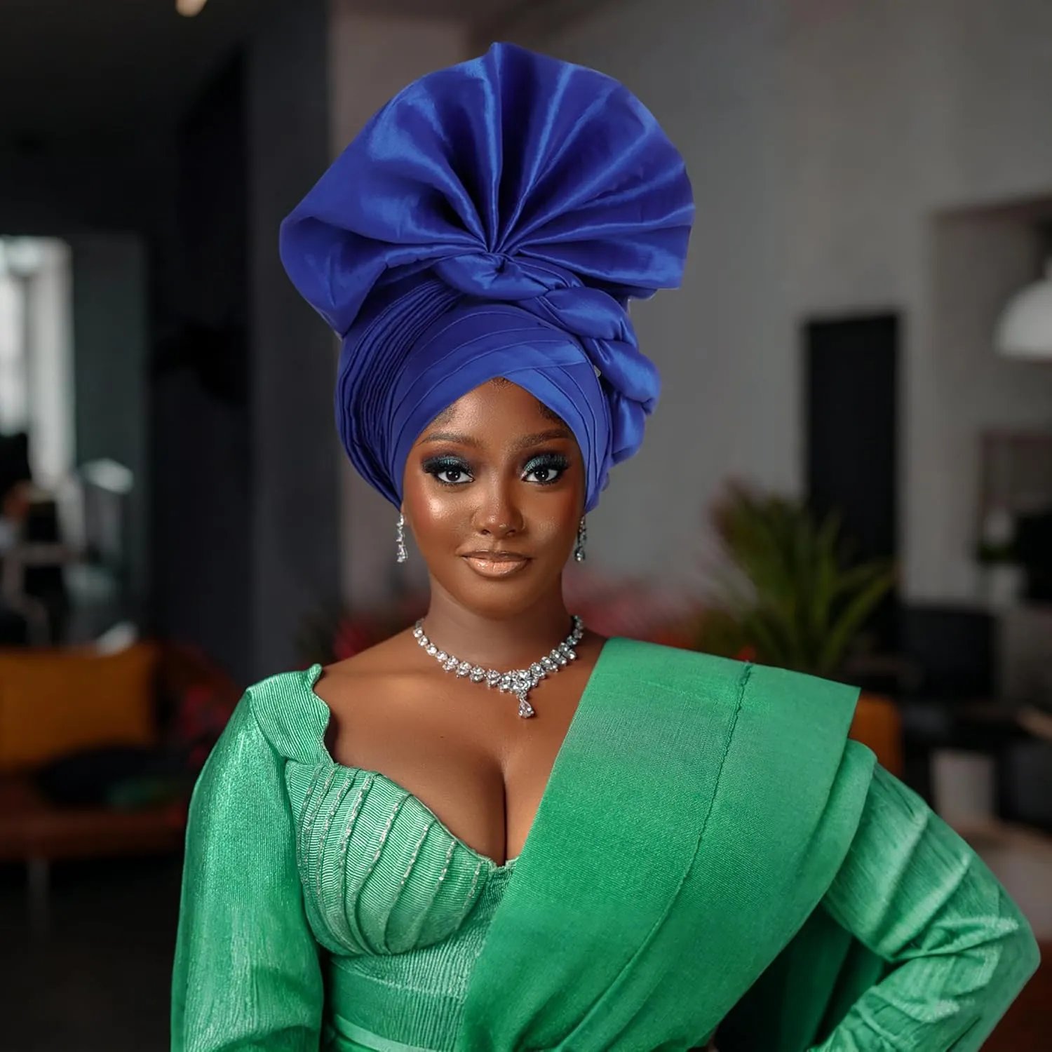 Auto Gele African Head Tie of Nigeria ASO Oke Headwraps Hat Turban Wedding Party Handmade Elegant Hair Wear Cap for Women