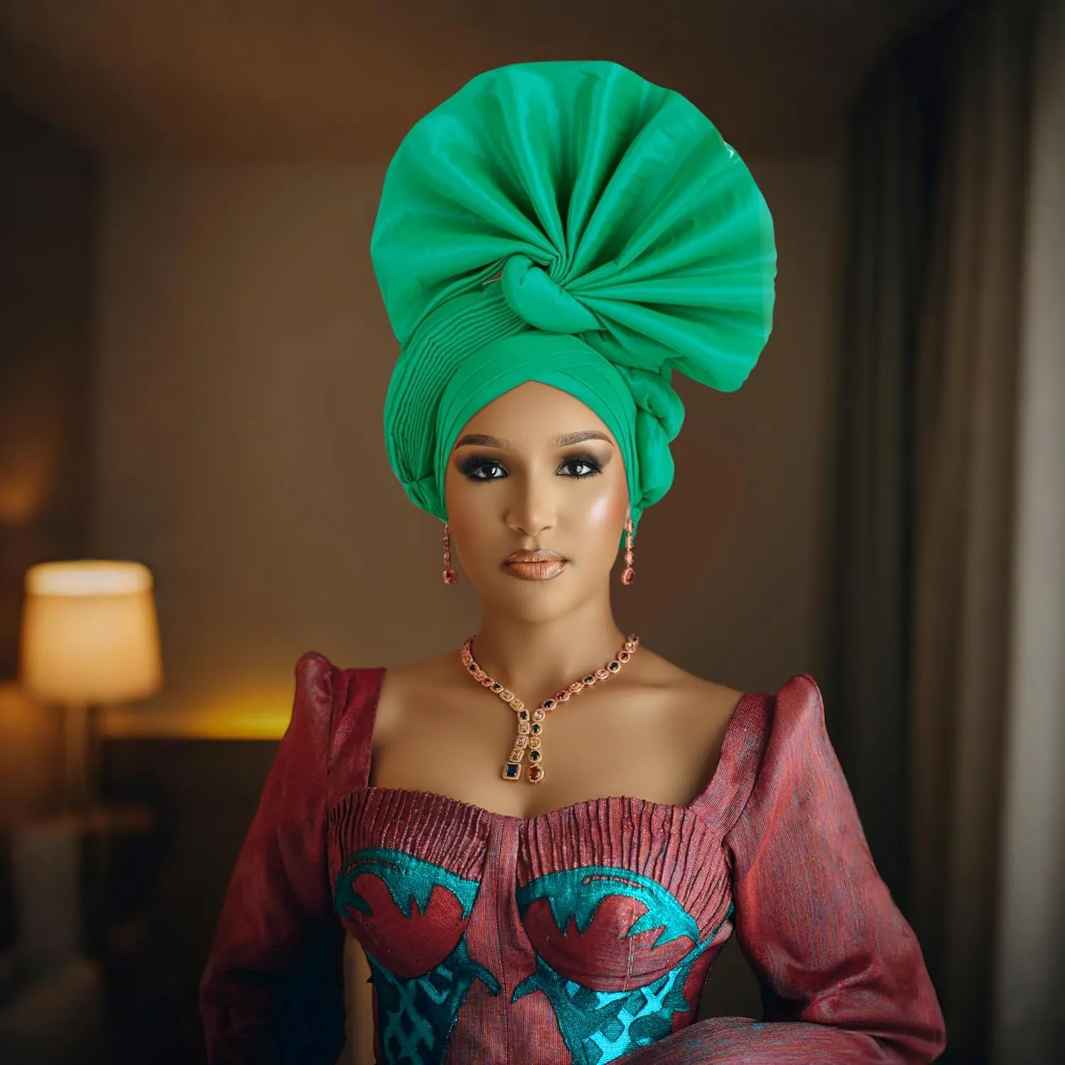 Auto Gele African Head Tie of Nigeria ASO Oke Headwraps Hat Turban Wedding Party Handmade Elegant Hair Wear Cap for Women