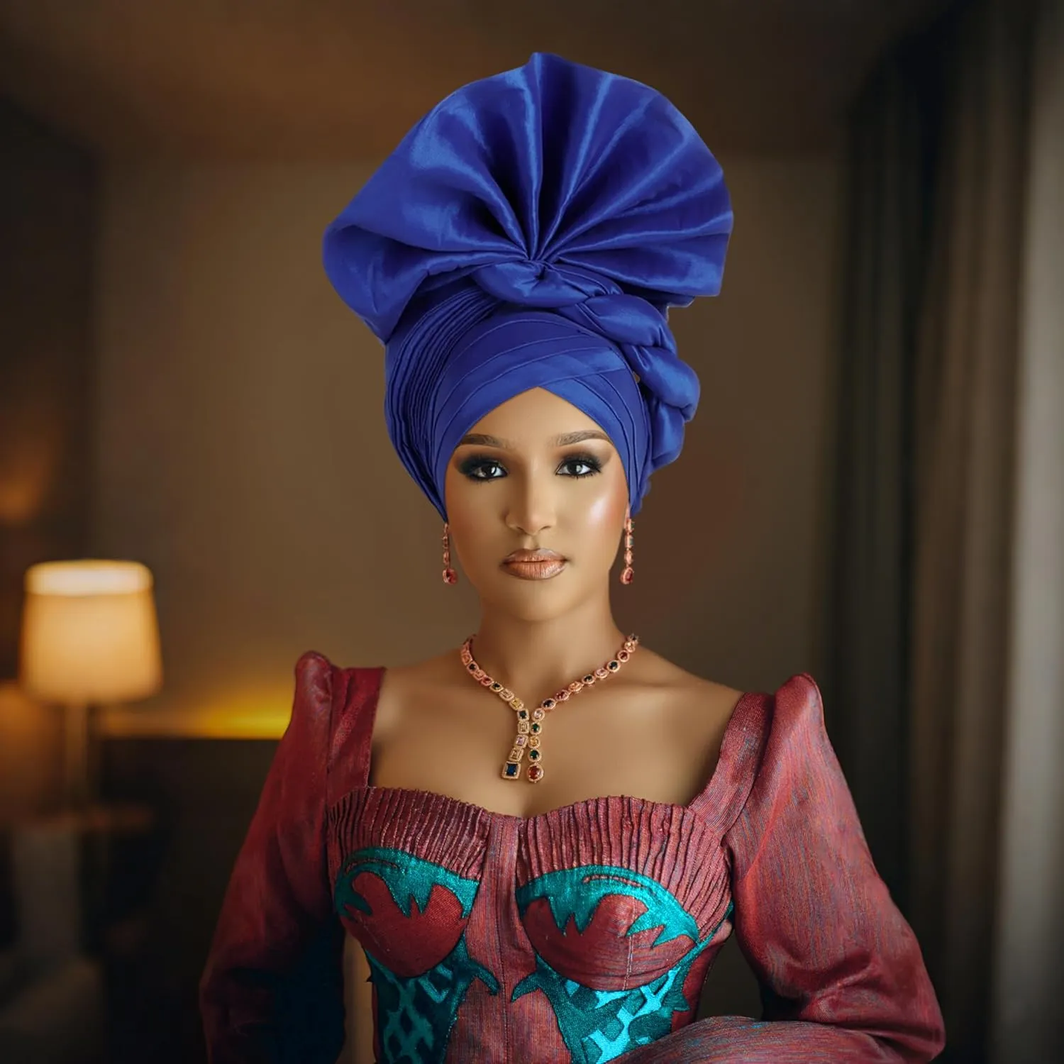 Auto Gele African Head Tie of Nigeria ASO Oke Headwraps Hat Turban Wedding Party Handmade Elegant Hair Wear Cap for Women