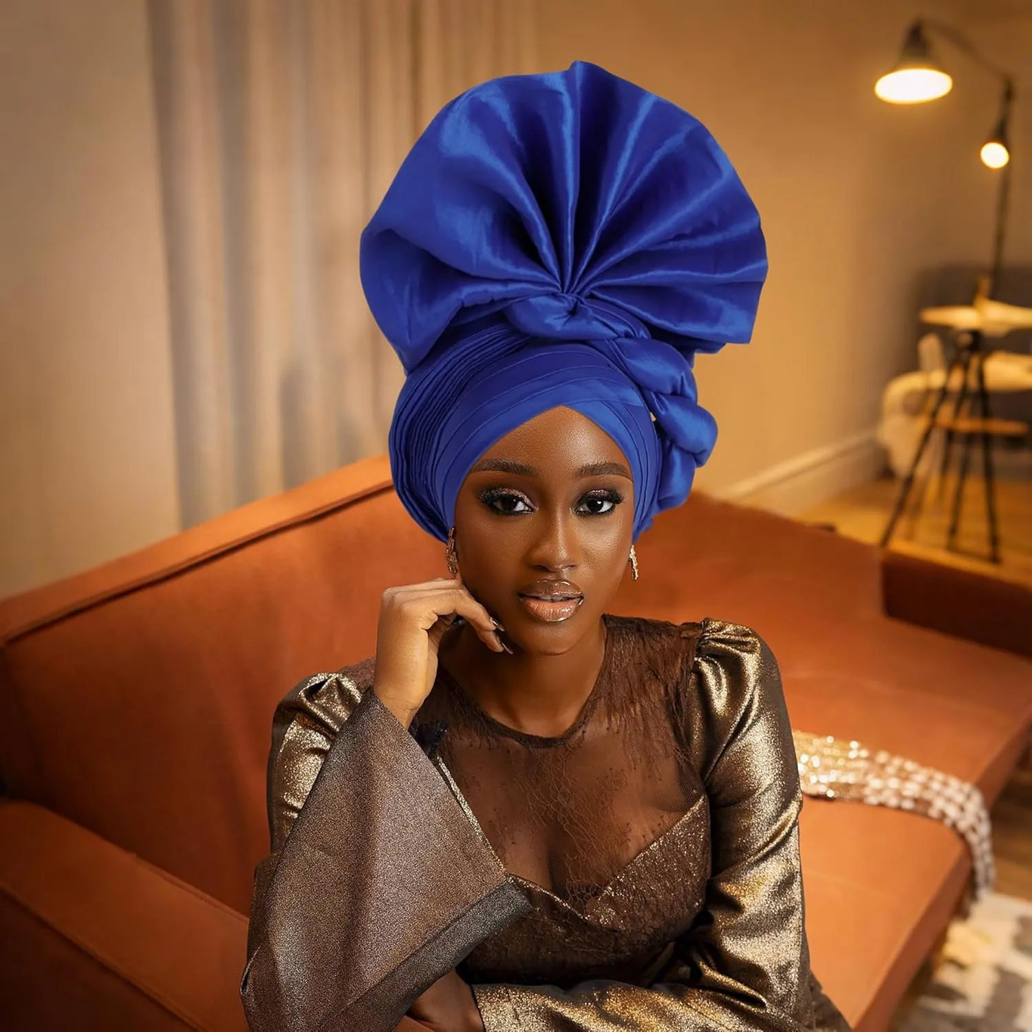 Auto Gele African Head Tie of Nigeria ASO Oke Headwraps Hat Turban Wedding Party Handmade Elegant Hair Wear Cap for Women