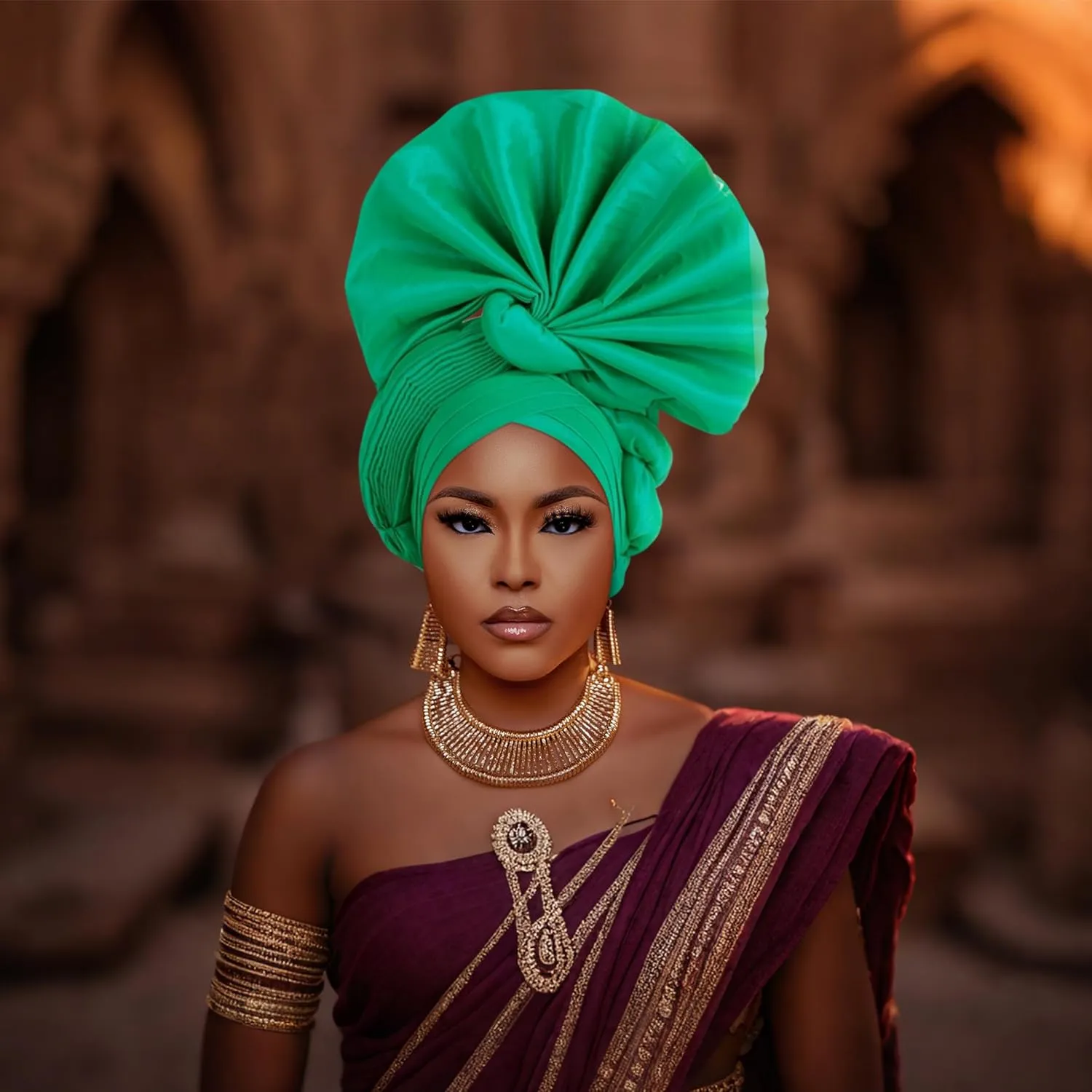 Auto Gele African Head Tie of Nigeria ASO Oke Headwraps Hat Turban Wedding Party Handmade Elegant Hair Wear Cap for Women