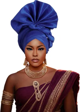 Auto Gele African Head Tie of Nigeria ASO Oke Headwraps Hat Turban Wedding Party Handmade Elegant Hair Wear Cap for Women