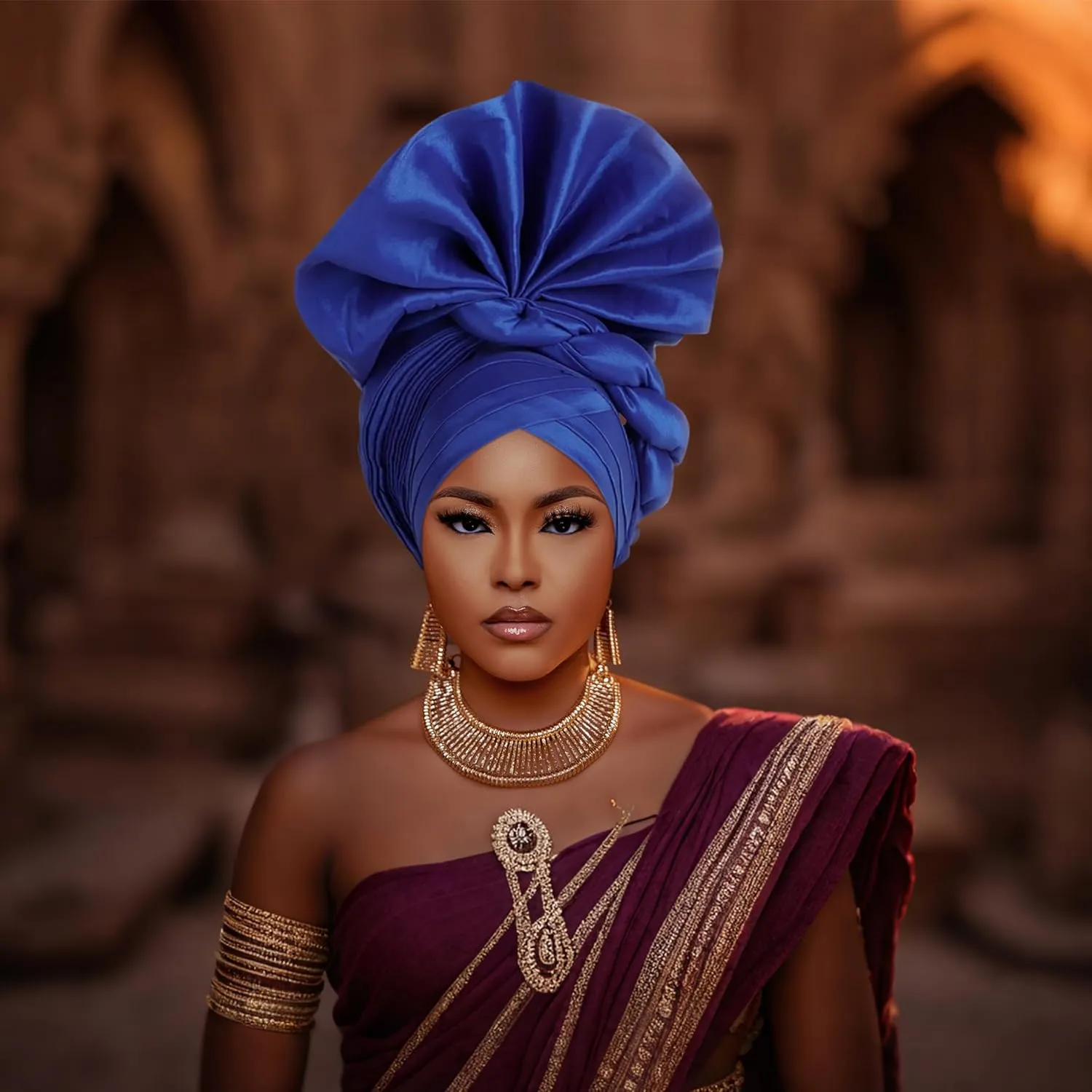 Auto Gele African Head Tie of Nigeria ASO Oke Headwraps Hat Turban Wedding Party Handmade Elegant Hair Wear Cap for Women