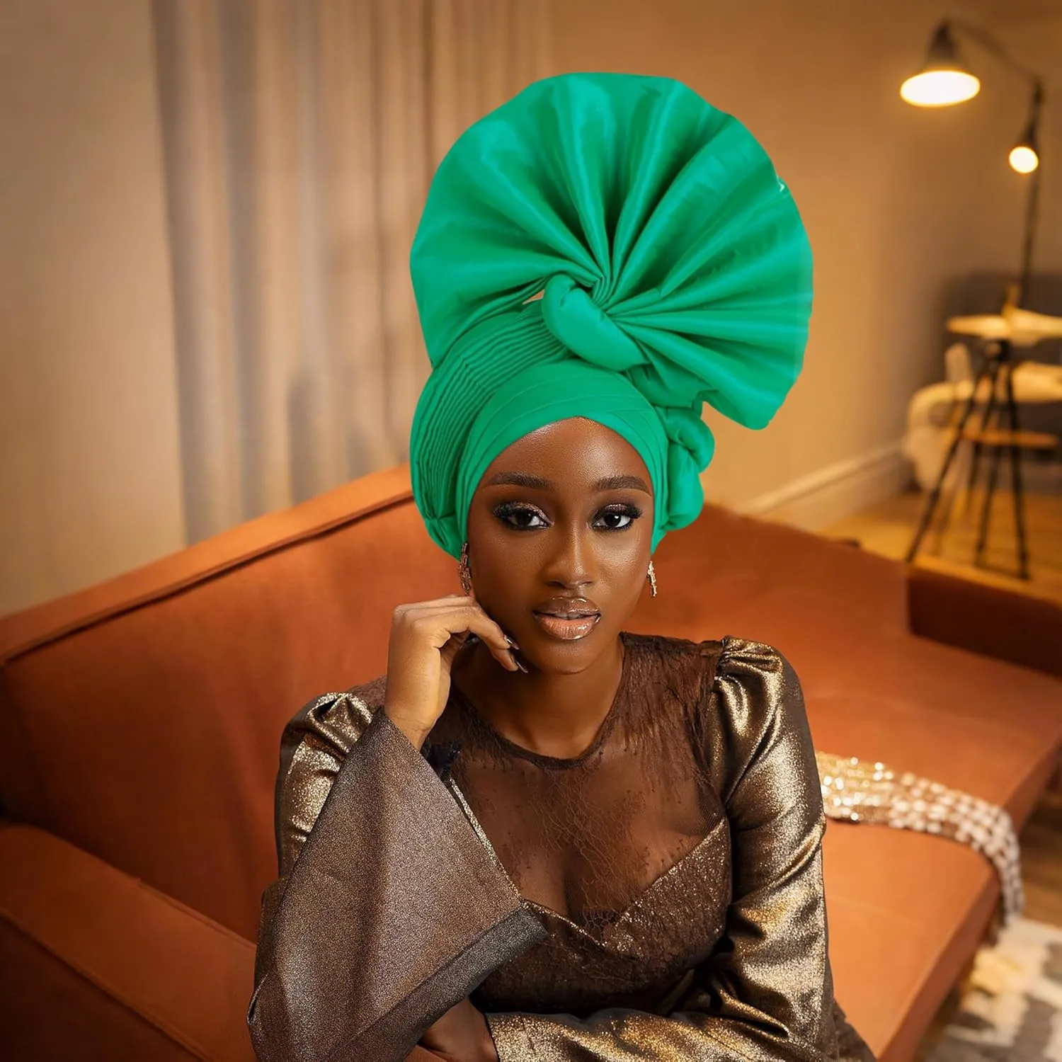 Auto Gele African Head Tie of Nigeria ASO Oke Headwraps Hat Turban Wedding Party Handmade Elegant Hair Wear Cap for Women