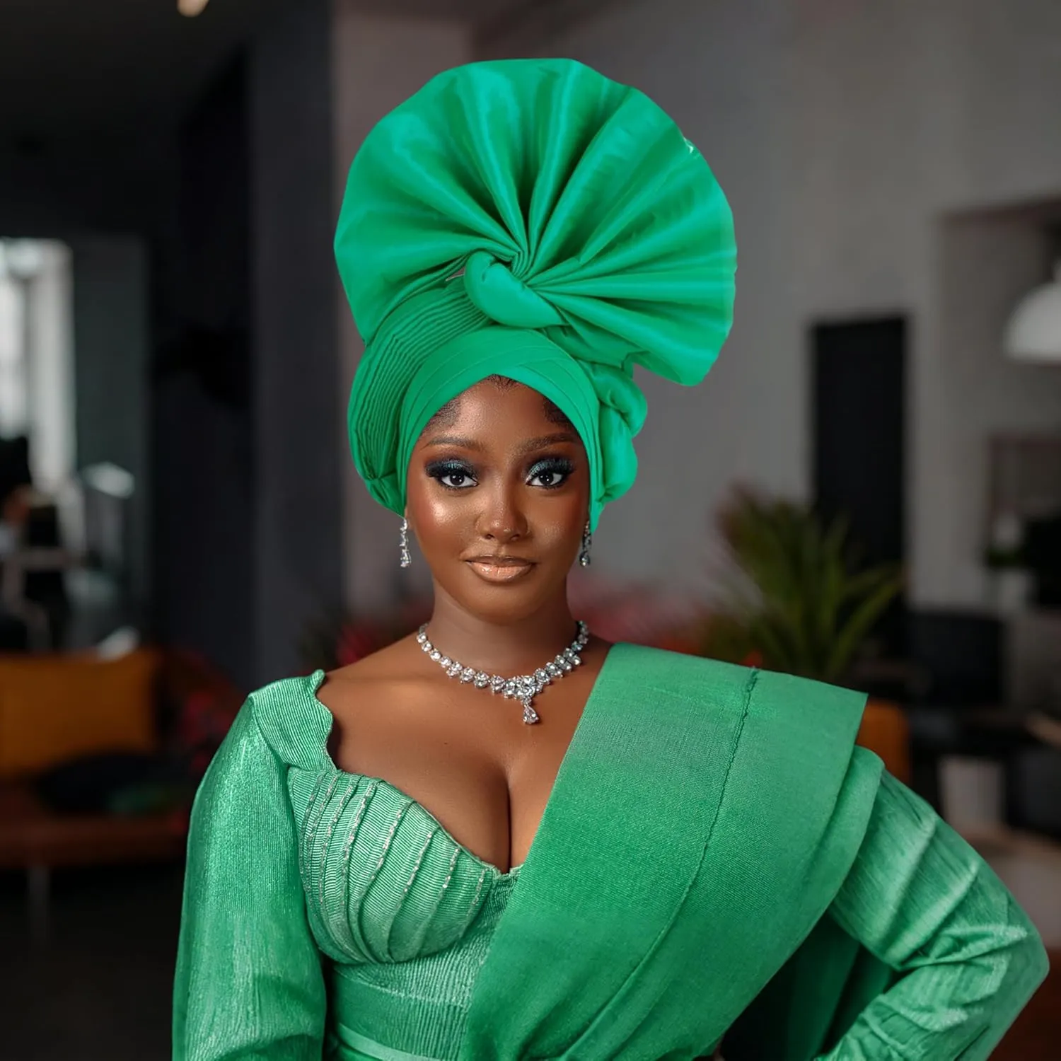 Auto Gele African Head Tie of Nigeria ASO Oke Headwraps Hat Turban Wedding Party Handmade Elegant Hair Wear Cap for Women