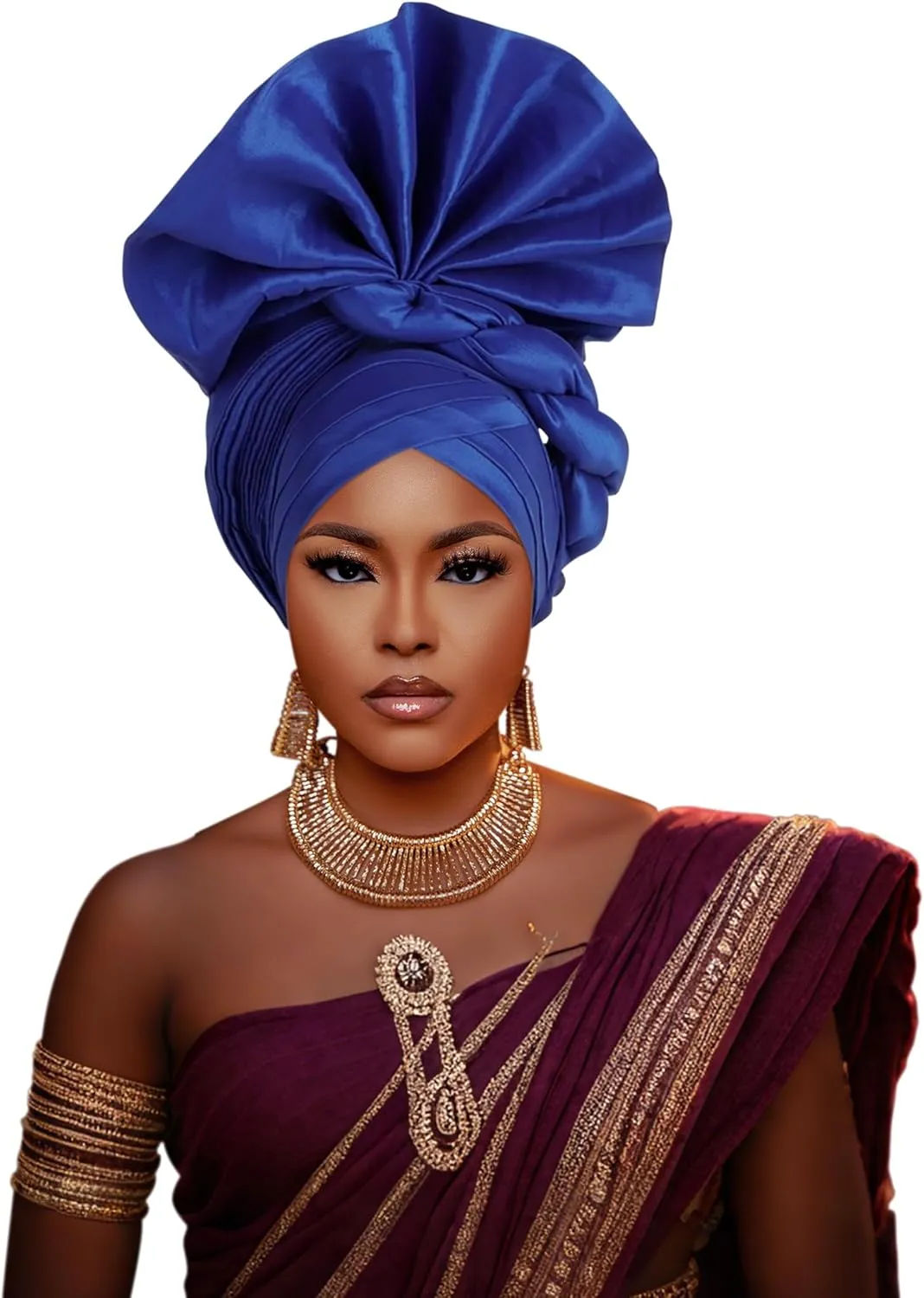 Auto Gele African Head Tie of Nigeria ASO Oke Headwraps Hat Turban Wedding Party Handmade Elegant Hair Wear Cap for Women