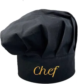 Chef Hat - Embroidered with Lettering, Male & Female Sizes, Black & White