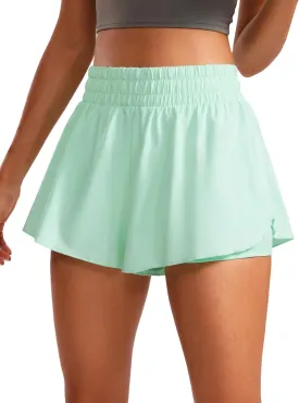 CRZ YOGA 2 in 1 Flowy Running Shorts for Women High Waisted Quick Dry for Athletic Gym Lounge Workout Cute Tennis Skirts
