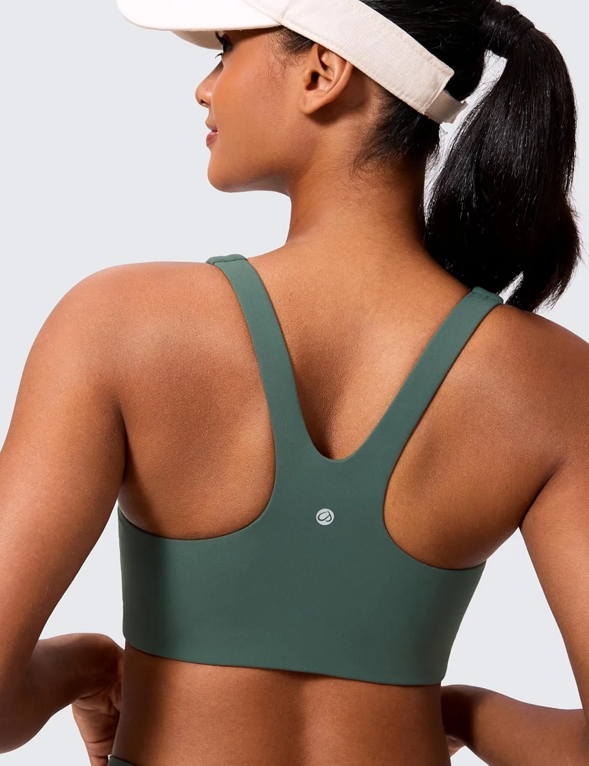 CRZ YOGA Butterlift Double Lined Square Neck Sports Bras for Women - Wireless V-Shaped Racerback Workout Yoga Top Non Padded