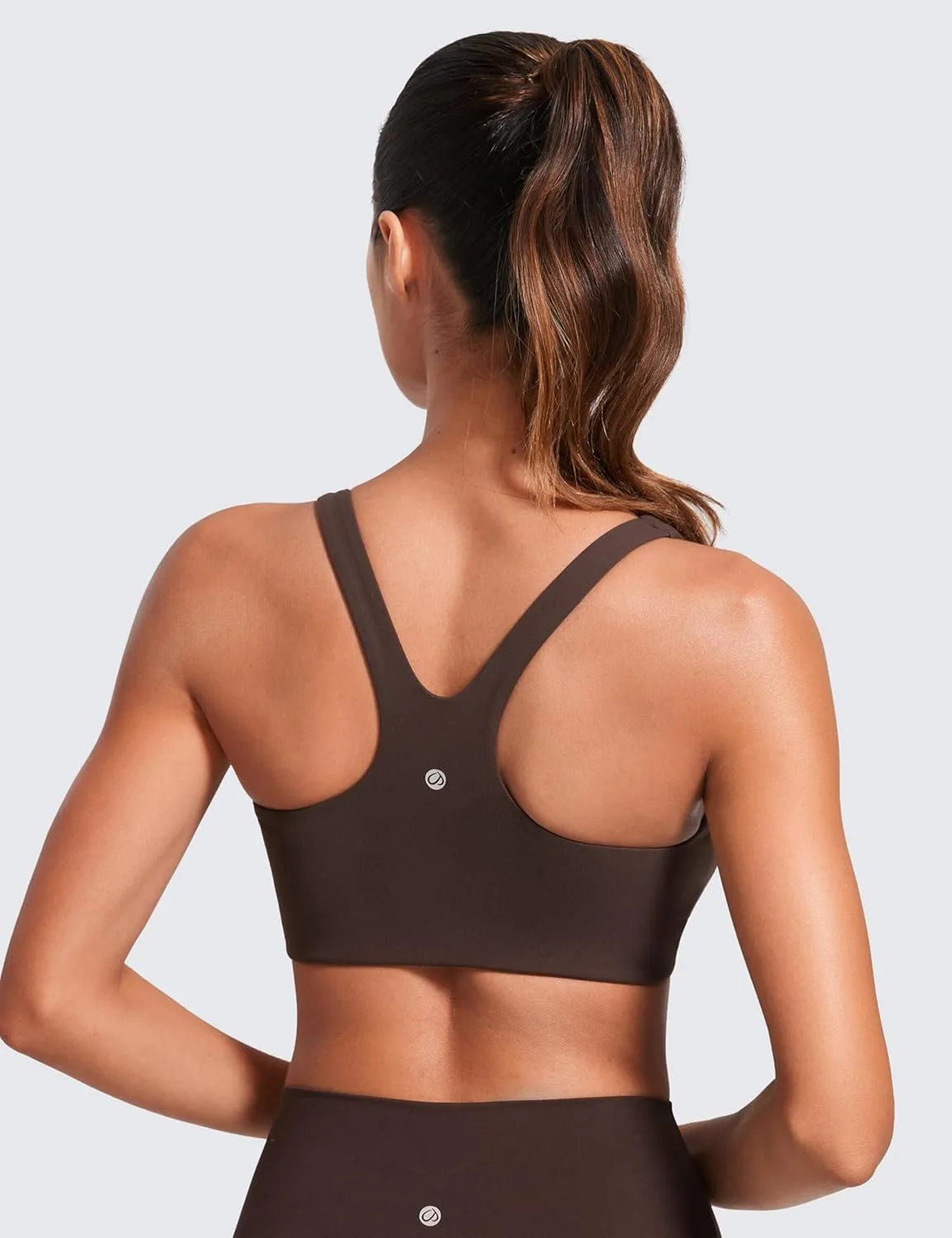 CRZ YOGA Butterlift Double Lined Square Neck Sports Bras for Women - Wireless V-Shaped Racerback Workout Yoga Top Non Padded