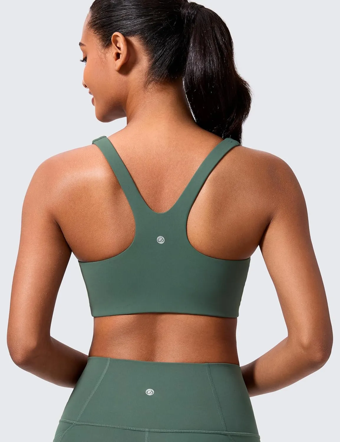 CRZ YOGA Butterlift Double Lined Square Neck Sports Bras for Women - Wireless V-Shaped Racerback Workout Yoga Top Non Padded