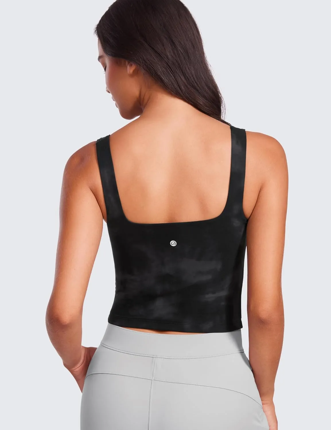 CRZ YOGA Womens Butterluxe Double Lined Square Neck Tight Tank Tops Sleeveless Workout Cropped Casual Yoga Fitted Shirts