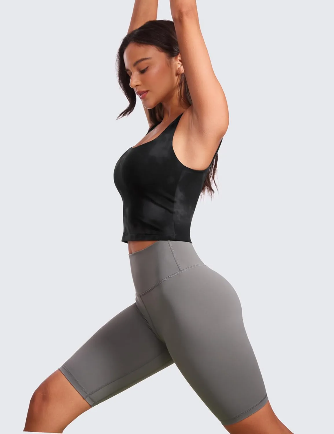 CRZ YOGA Womens Butterluxe Double Lined Square Neck Tight Tank Tops Sleeveless Workout Cropped Casual Yoga Fitted Shirts