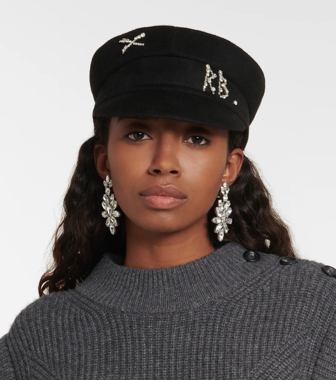 Decorated wool cap for baker boy Ruslan Baginskiy, black