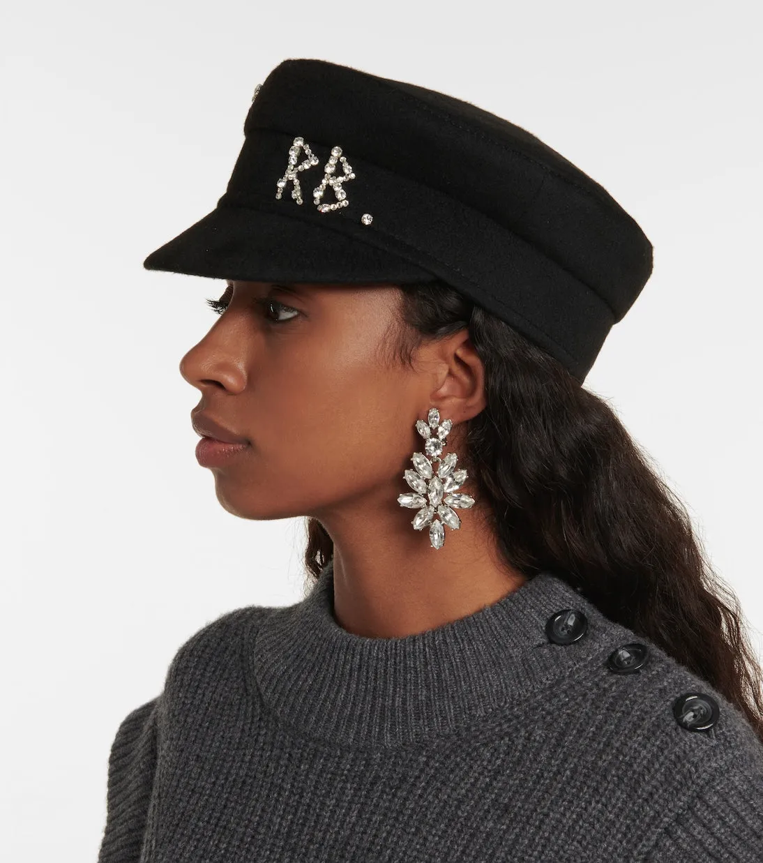 Decorated wool cap for baker boy Ruslan Baginskiy, black