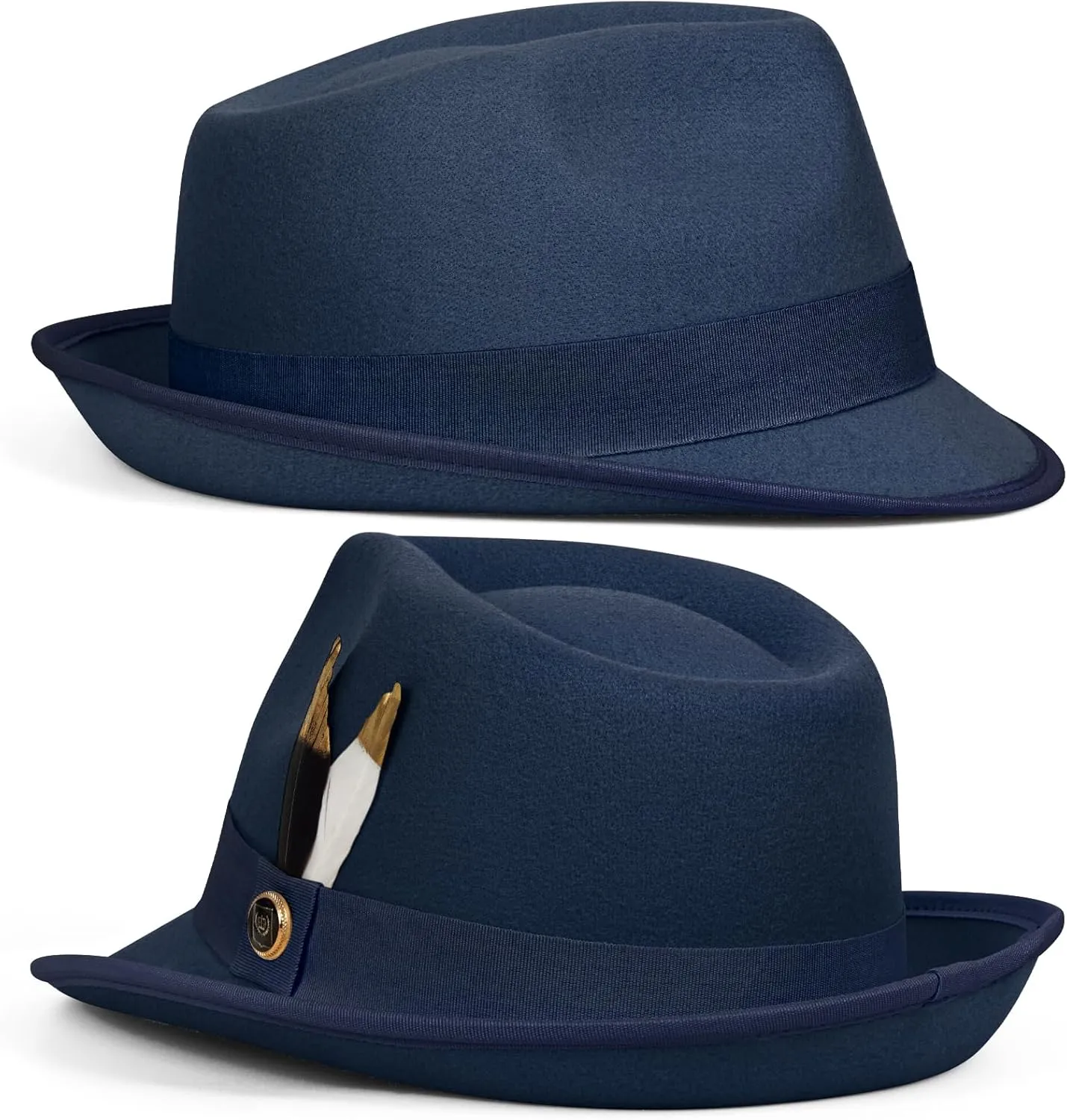 FADACHY Fedora Hats for Men & Women Short Brim Felt hat Trilby Fedora with Feather Panama Dress Hat