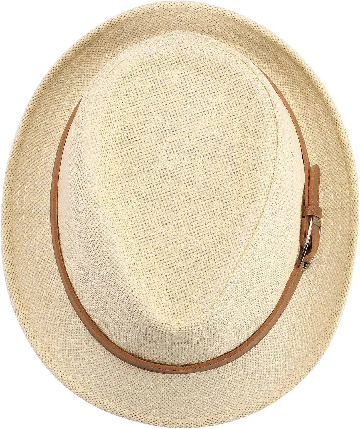 FALETO Straw Fedora Hat Classic Panama Trilby Hats Short Brim Sun Hat for Men Women