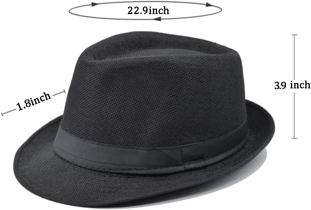Gionforsy 5 Pack Mens Fedora Hat Classic 1920s Hat Short Brim Fedora Hats Summer Beach Panama Hat for Men Women