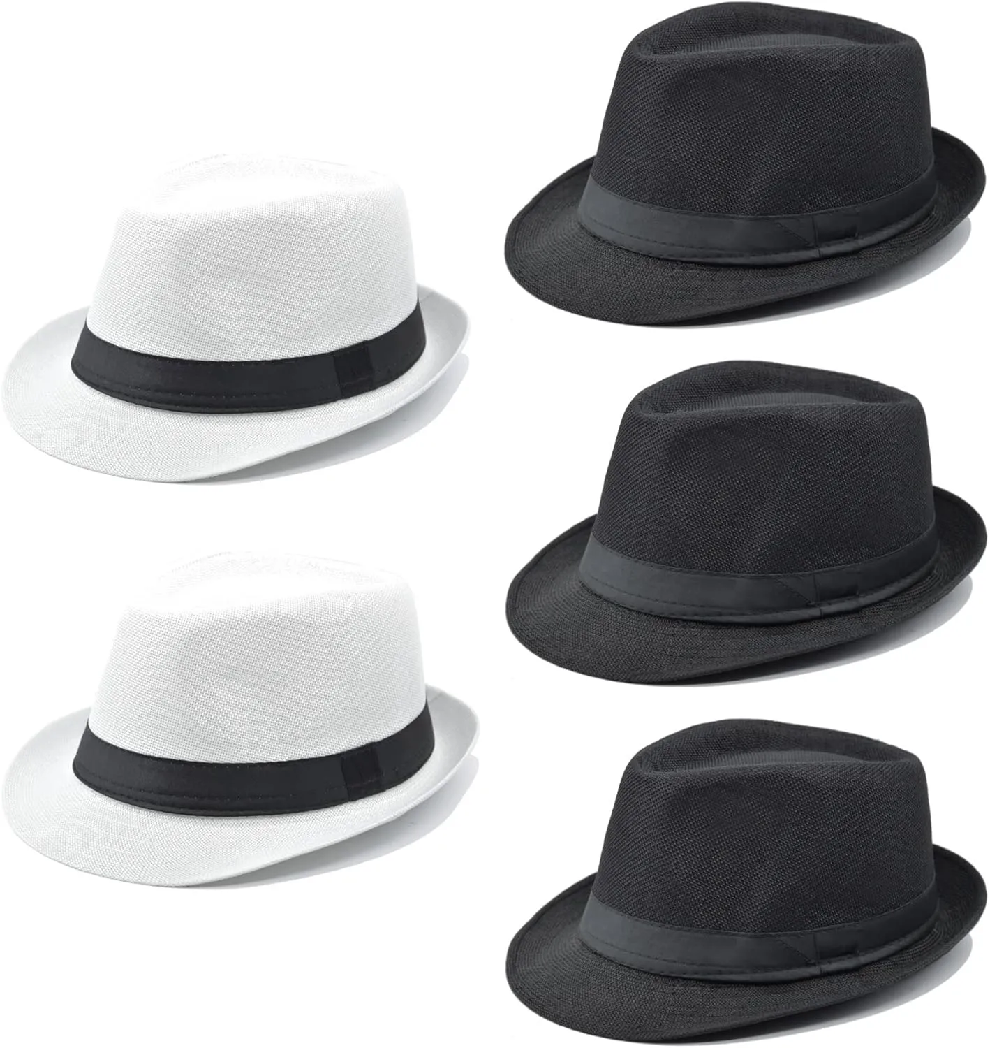 Gionforsy 5 Pack Mens Fedora Hat Classic 1920s Hat Short Brim Fedora Hats Summer Beach Panama Hat for Men Women