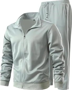 GXAMOY Men's Athletic 2 Pieces Tracksuit Casual Full Zip Jogging Sweat Suit Workout Sports Set Sportswear