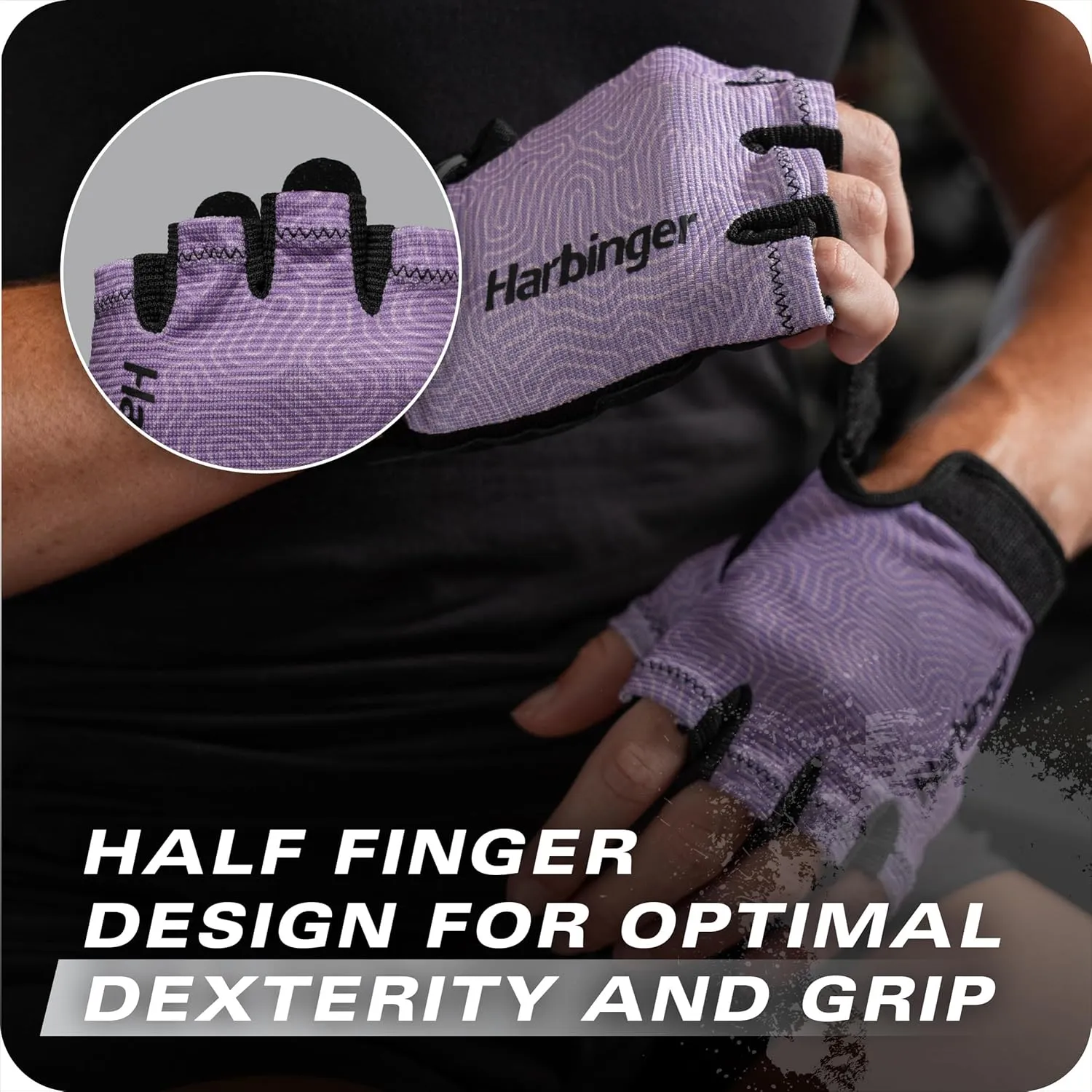 Harbinger Power Gloves 3.0 - Durable Half Finger Weightlifting Gloves with Adjustable Wrist Closure, Breathable Leather Palm, Small, Women's