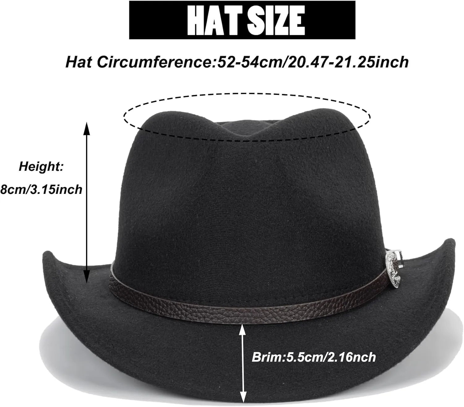 Kids Western Cowboy Hat for Boys Girls - Felt Fedora-Jazz-Hat for Kids 2-6Years