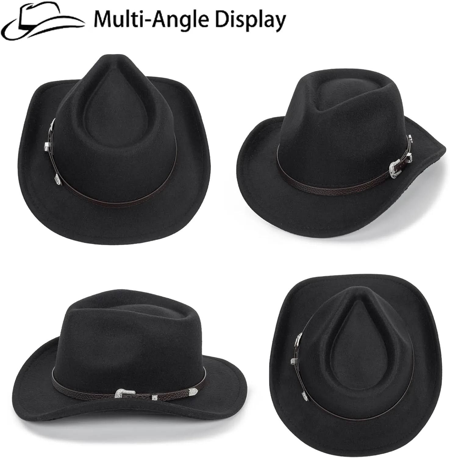 Kids Western Cowboy Hat for Boys Girls - Felt Fedora-Jazz-Hat for Kids 2-6Years