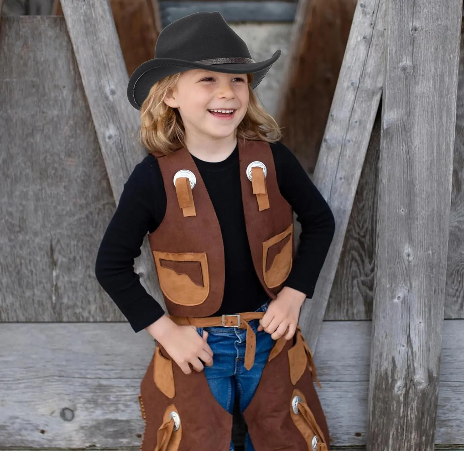 Kids Western Cowboy Hat for Boys Girls - Felt Fedora-Jazz-Hat for Kids 2-6Years