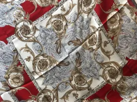 Lady's Square Mulberry Silk Scarf, Square 88cm*88cm, Red Printed
