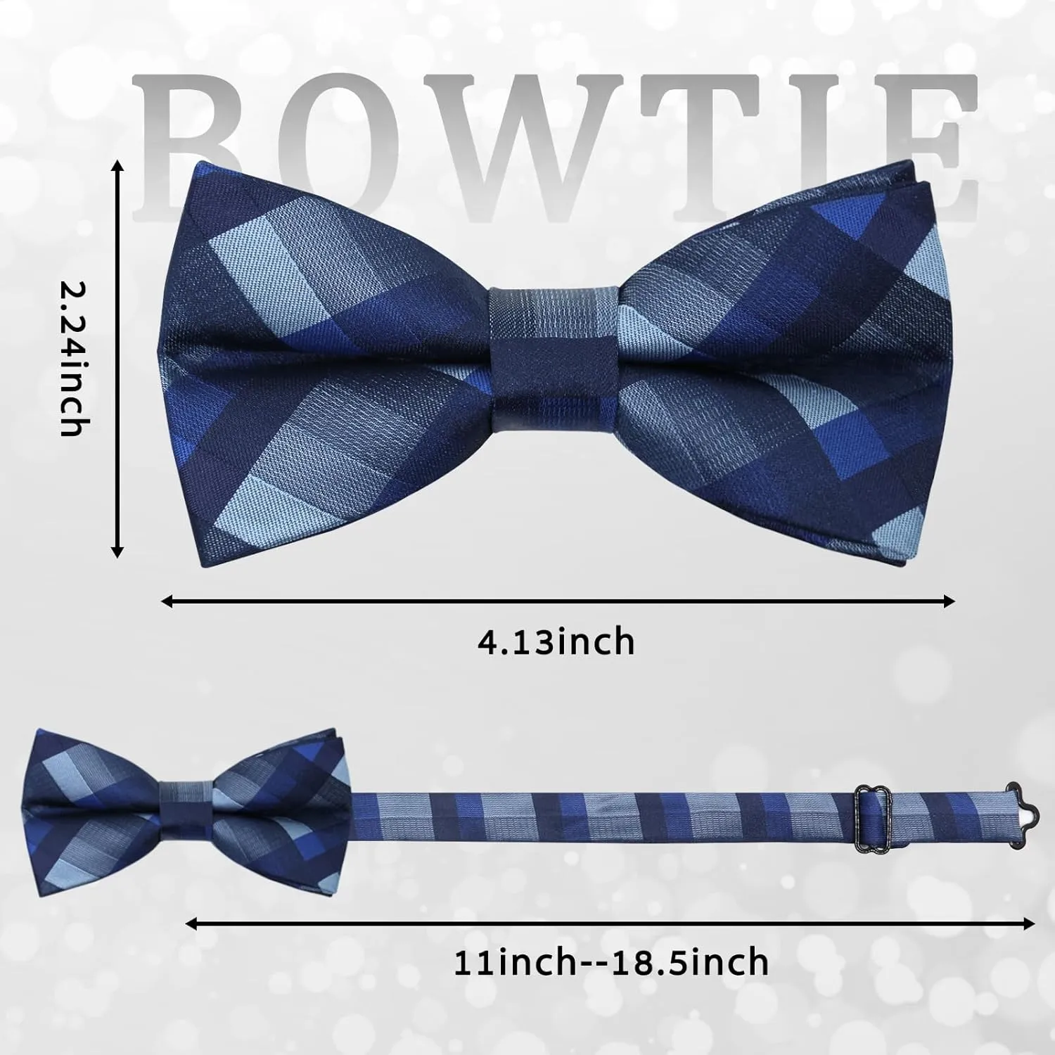 Mens Bow Tie Plaid Bow Tie for Men Pre Tied Adjustable Bow Tie for Wedding, Tuxedo, Party