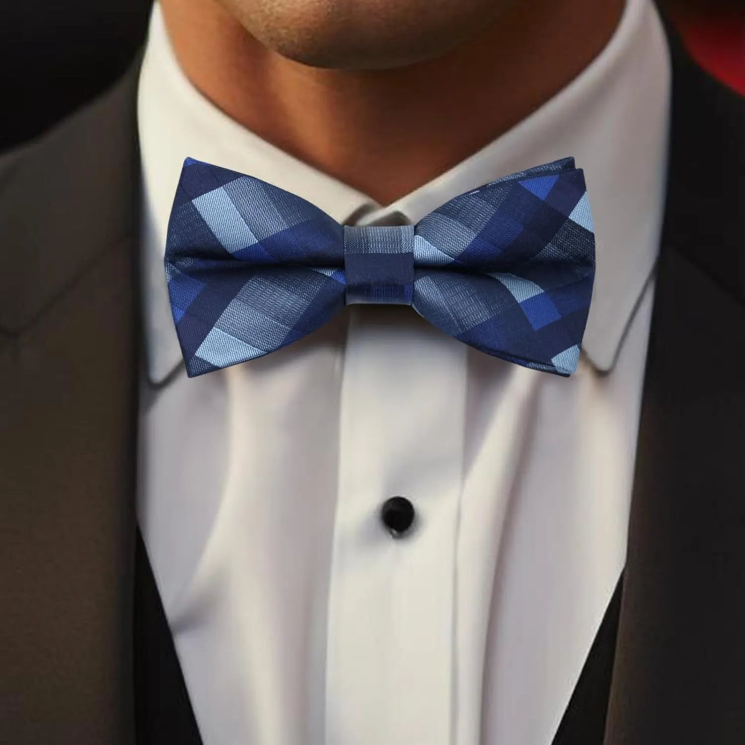 Mens Bow Tie Plaid Bow Tie for Men Pre Tied Adjustable Bow Tie for Wedding, Tuxedo, Party