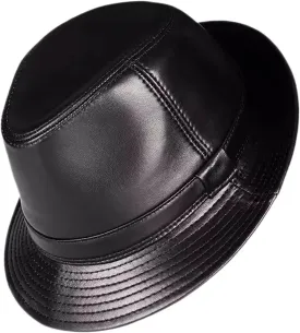 Men's Leather Jazz Hat Panama Fedora Trilby Hat for Holiday Gentlemen Derby Party Hat