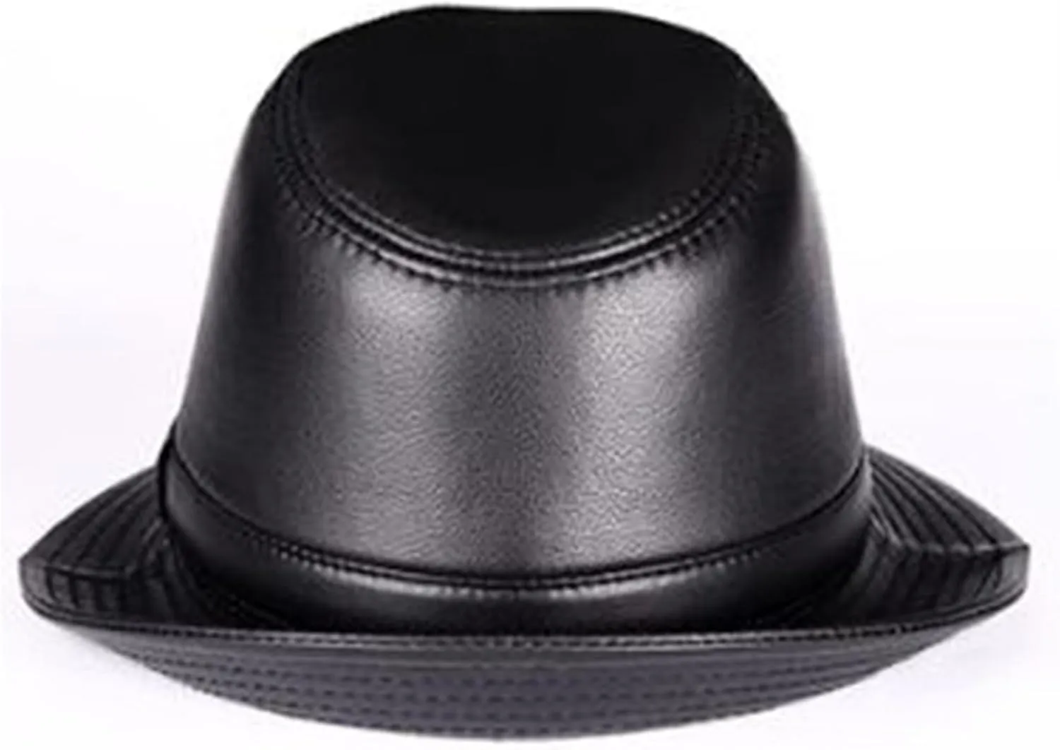 Men's Leather Jazz Hat Panama Fedora Trilby Hat for Holiday Gentlemen Derby Party Hat