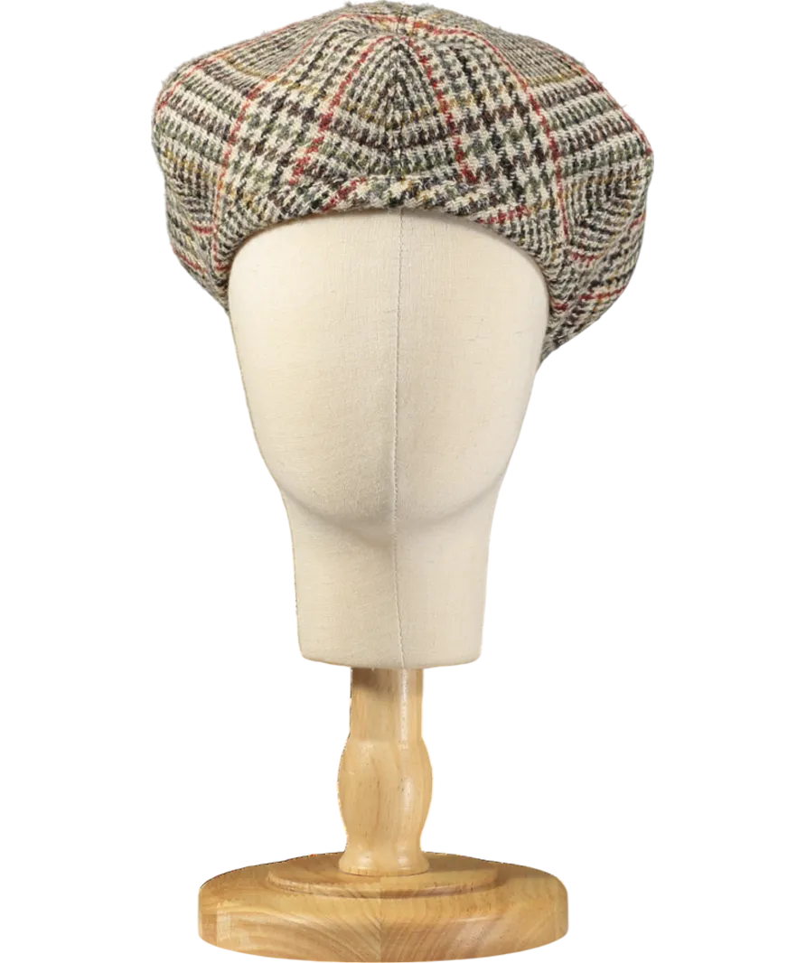 MIU MIU Tweed Baker Boy Cap In Brown Check 58cm UK M