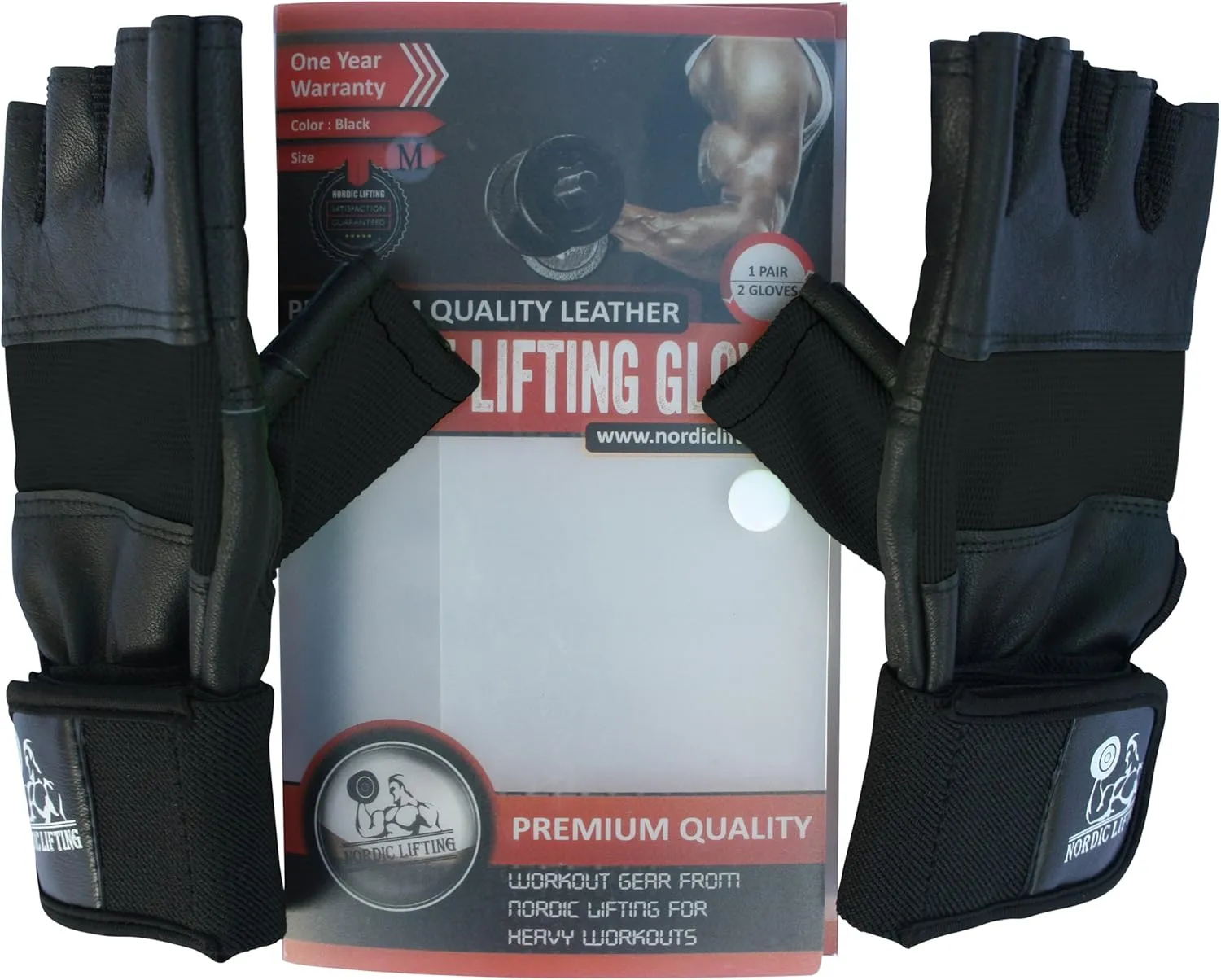 Nordic Lifting Weight Lifting Gloves with 12" Wrist Wraps Support for Gym Workout, Cross Training, Weightlifting, Fitness & Cross Training - The Best for Men & Women -Quality Gear