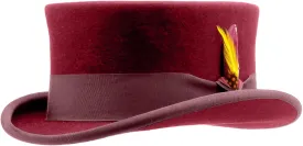 Old-fashioned Top Hat Western Short-Brimmed Hat for Women Man Casual Wear Western Fedoras Man Women Unisex Wear Claret, 55-60cm