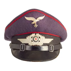 Original German WWII Luftwaffe Flak Artillery EM/NCO Private Purchase Visor Cap by Rehfus Velour