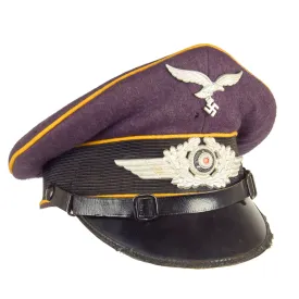 Original German WWII Luftwaffe Flight Branch EM/NCO Schirmmütze Visor Crush Cap by Otto Schlientz