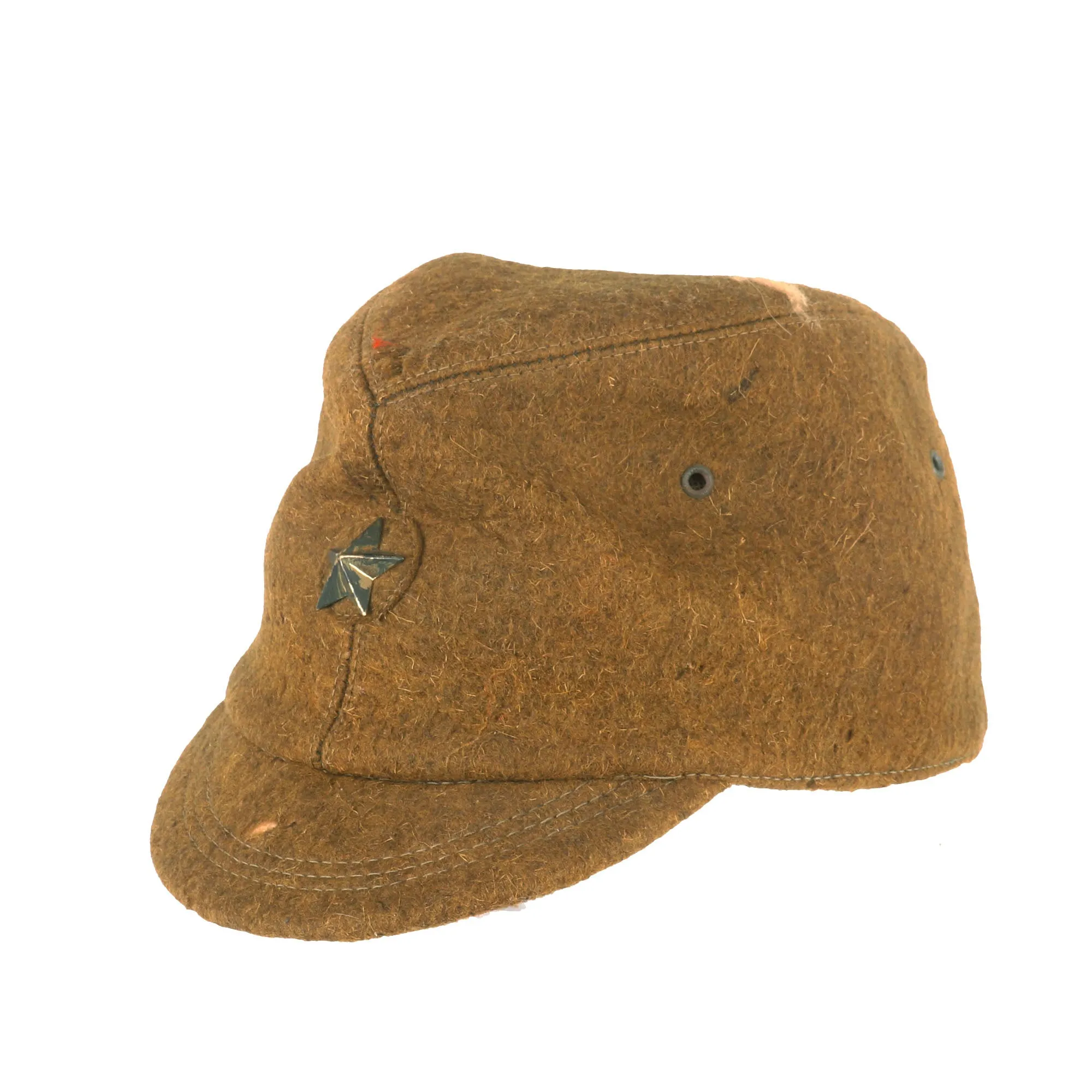 Original Japanese WWII Officer Wool Forage Cap with Kanji Ink Stamps & Translation Paper