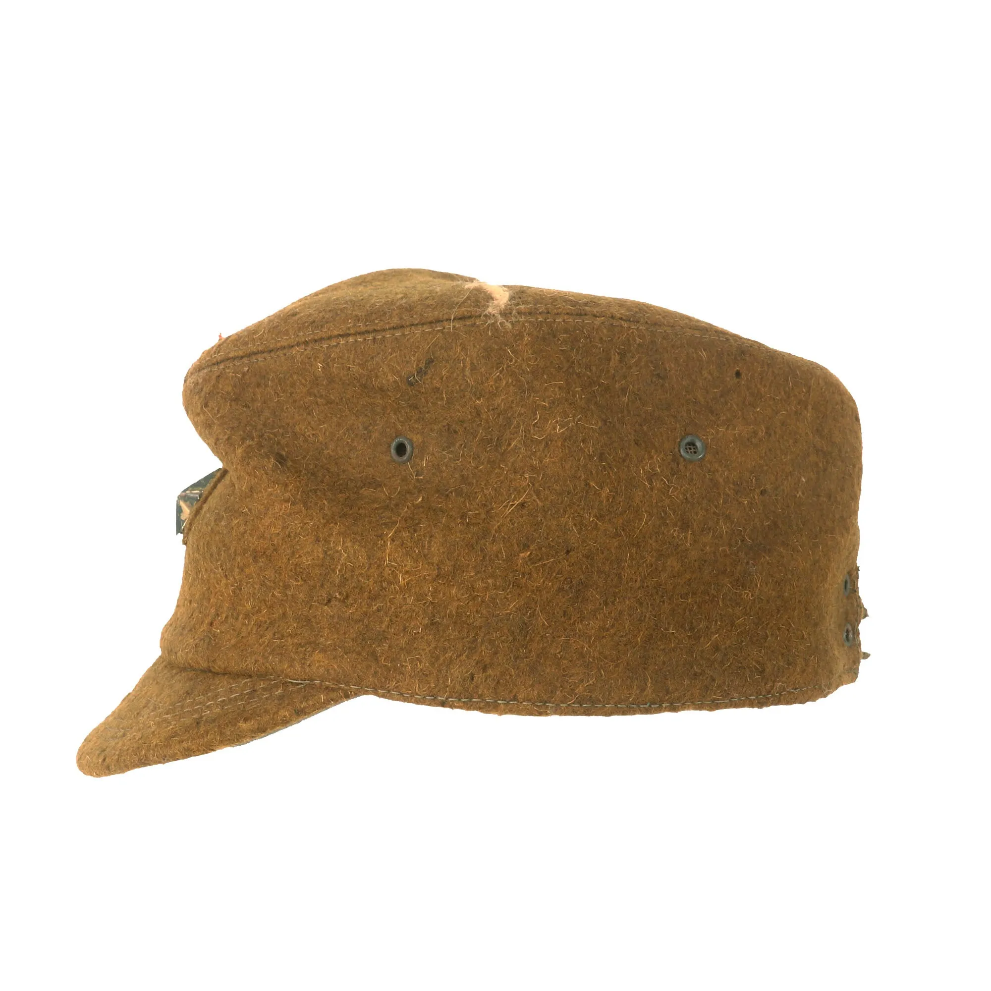 Original Japanese WWII Officer Wool Forage Cap with Kanji Ink Stamps & Translation Paper